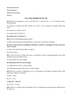ECO 1001 PROBLEM SET III