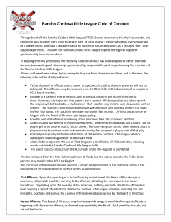 Rancho Cordova Little League Code of Conduct