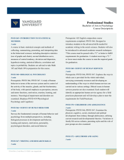 Professional Studies Bachelor of Arts in Psychology Course