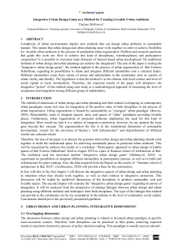 reviewed paper Integrative Urban Design Game as a