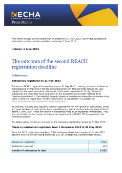 The outcome of the second REACH registration deadline