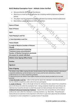 BUCS Medical Exemption Form &ndash; Athletic Union Verified