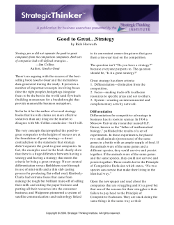 Good to Great&hellip;Strategy - Strategic Thinking Institute