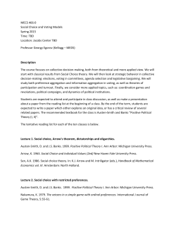 MECS 466-0 Social Choice and Voting Models Spring 2015 Time