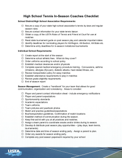 High School Tennis In-Season Coaches Checklist