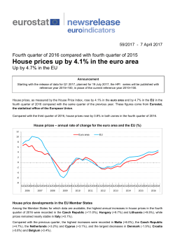 House prices up by 4.1% in the euro area