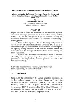Outcomes-based Education at Philadelphia University