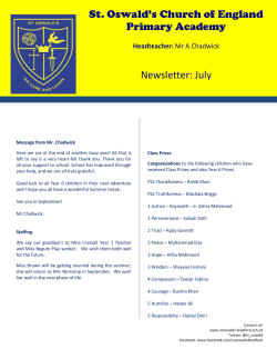 Newsletter - St. Oswald`s Church of England Primary Academy