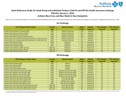 Quick Reference Guide for Small Group and Individual Products