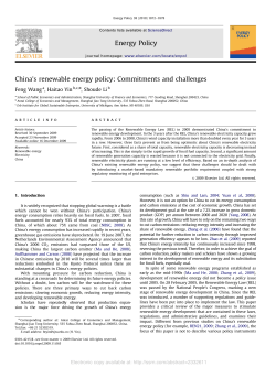China`s renewable energy policy Commitments and challenges