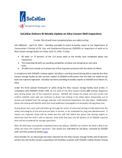SoCalGas Delivers Bi-Weekly Update on Aliso Canyon Well