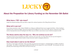 About the Proposition for Library Funding on the November 5th Ballot