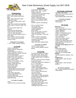 School Supplies - Deer Creek Elementary School