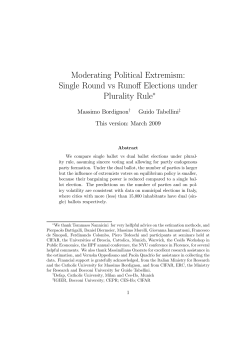 Moderating Political Extremism: Single Round vs Runoff Elections