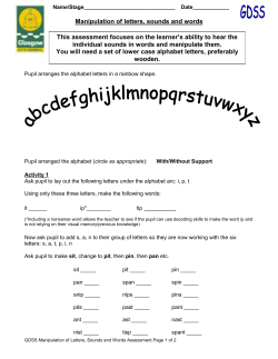 Now ask the pupil to focus on the following letters only: /p/, /i/, /t/