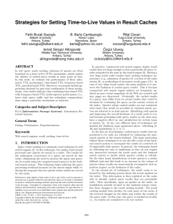 Strategies for Setting Time-to-Live Values in Result Caches