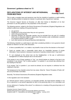 Governors guidance sheet no 16