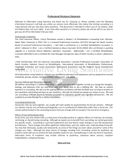 Professional Disclosure Statement - Alternative Living Solutions, Inc.