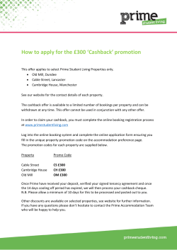 How to apply for the &pound;300 `Cashback` promotion