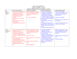 2015-2016 QUARTER 1 LATIN I: STAGES 1, 2 and 3 LATIN II