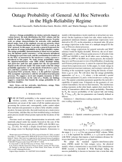 Outage Probability of General Ad Hoc Networks in the High