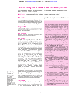 Review: citalopram is effective and safe for depression