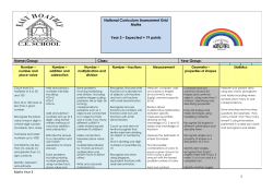 National Curriculum Assessment Grid Maths Year 3 &ndash; Expected = 19