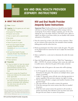 hiv and oral health provider jeopardy: instructions
