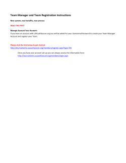 Team Manager and Team Registration Instructions