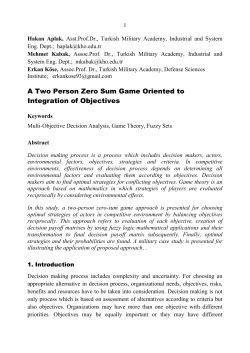 A Two Person Zero Sum Game Oriented to Integration of