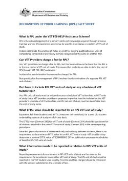 (RPL) under the VET FEE-HELP Assistance Scheme