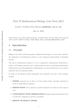 Part II Mathematical Biology Lent Term 2012 - damtp