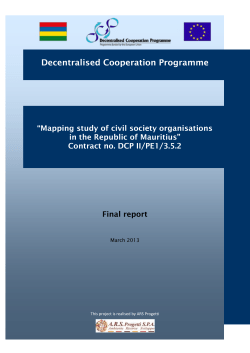 Mapping Of The Civil Society - Decentralised Cooperation Programme