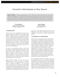 Foucault`s Heterotopias as Play Spaces