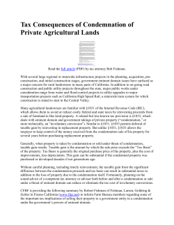 Tax Consequences of Condemnation of Private Agricultural Lands