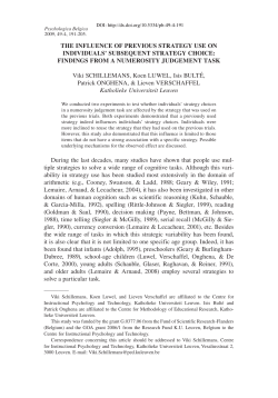 the influence of previous strategy use on individuals` subsequent