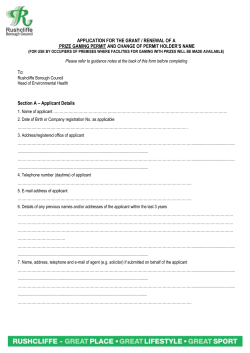 Application for prize gaming permit