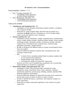 AP Statistics: Part 3 Exam Breakdown Exam breakdown: Chapters