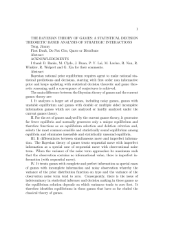 1 THE BAYESIAN THEORY OF GAMES: A STATISTICAL DECISION