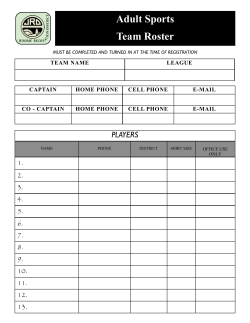 Adult Sports Team Roster - Jerome Recreation District