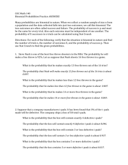 COC Math 140 Binomial Probabilities Practice ANSWERS Many