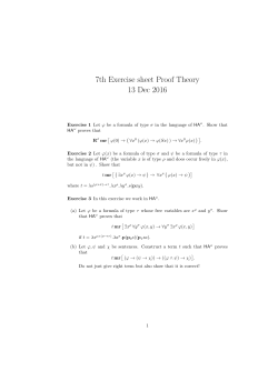 7th Exercise sheet Proof Theory 13 Dec 2016