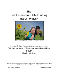 The Self Empowered Life Funding (SELF) Waiver