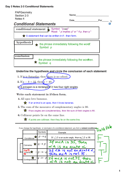 Day 3 Notes 2-3 Conditional Statements