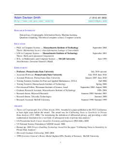 Adam Davison Smith - Computer Science Penn State