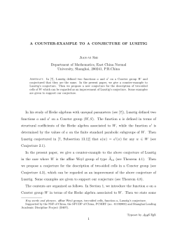 A COUNTER-EXAMPLE TO A CONJECTURE OF LUSZTIG Jian