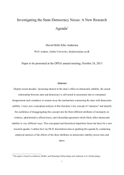 Investigating the State-Democracy Nexus: A New Research Agenda