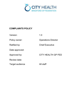 CITY HEALTH FEDERATION`s formal response to the complaint