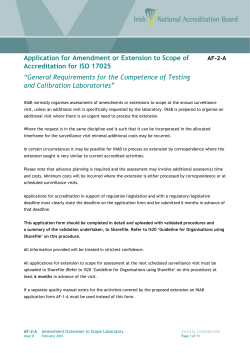 Application for Amendment or Extension to Scope of Accreditation