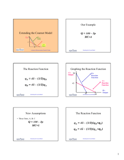 Extending the Cournot Model Our Example The Reaction Function